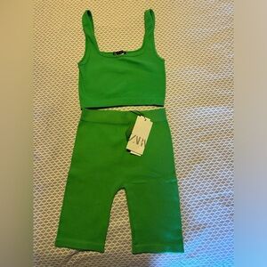Zara biker shorts and top